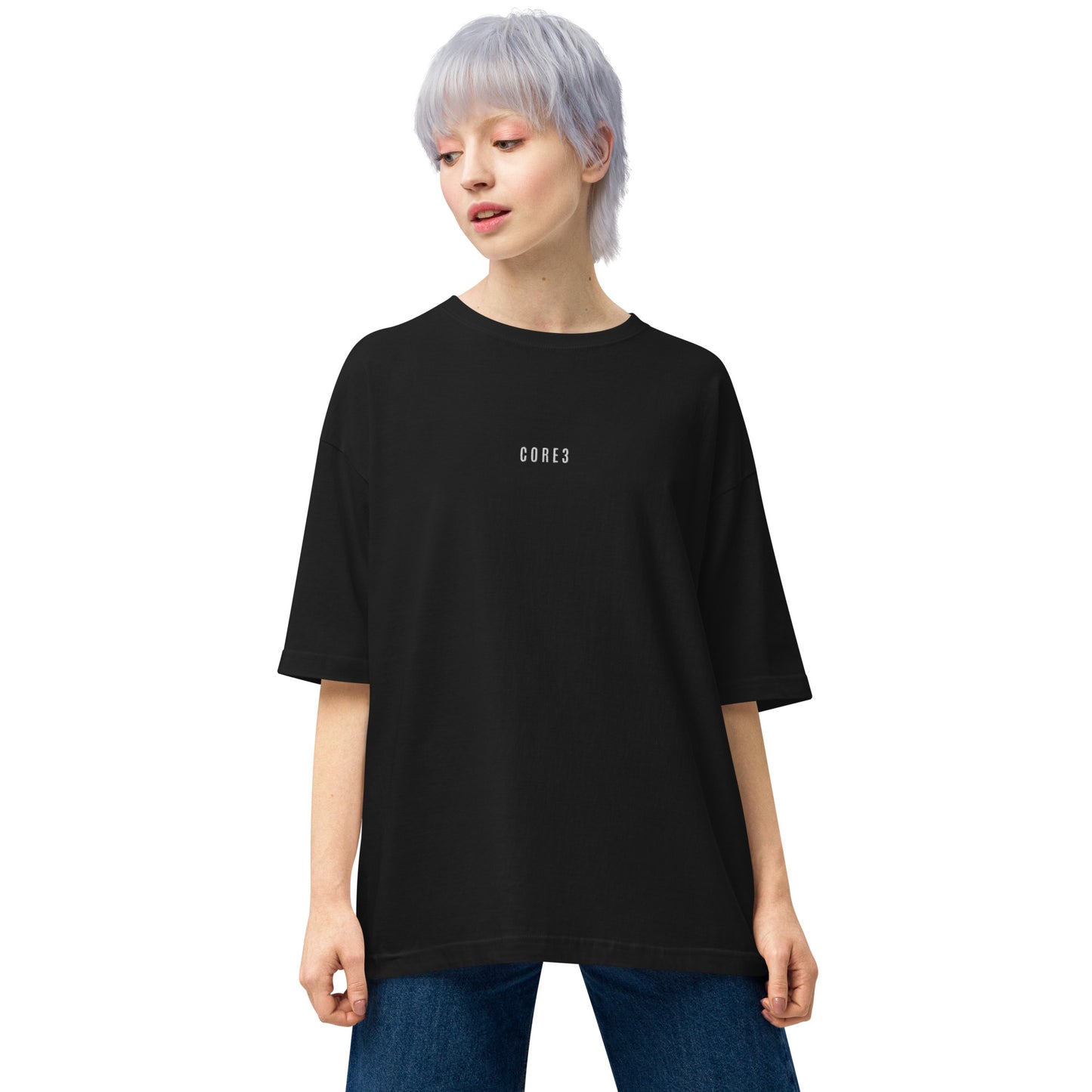 CORE3ユニセックス ビッグシルエット Tシャツ ブラック