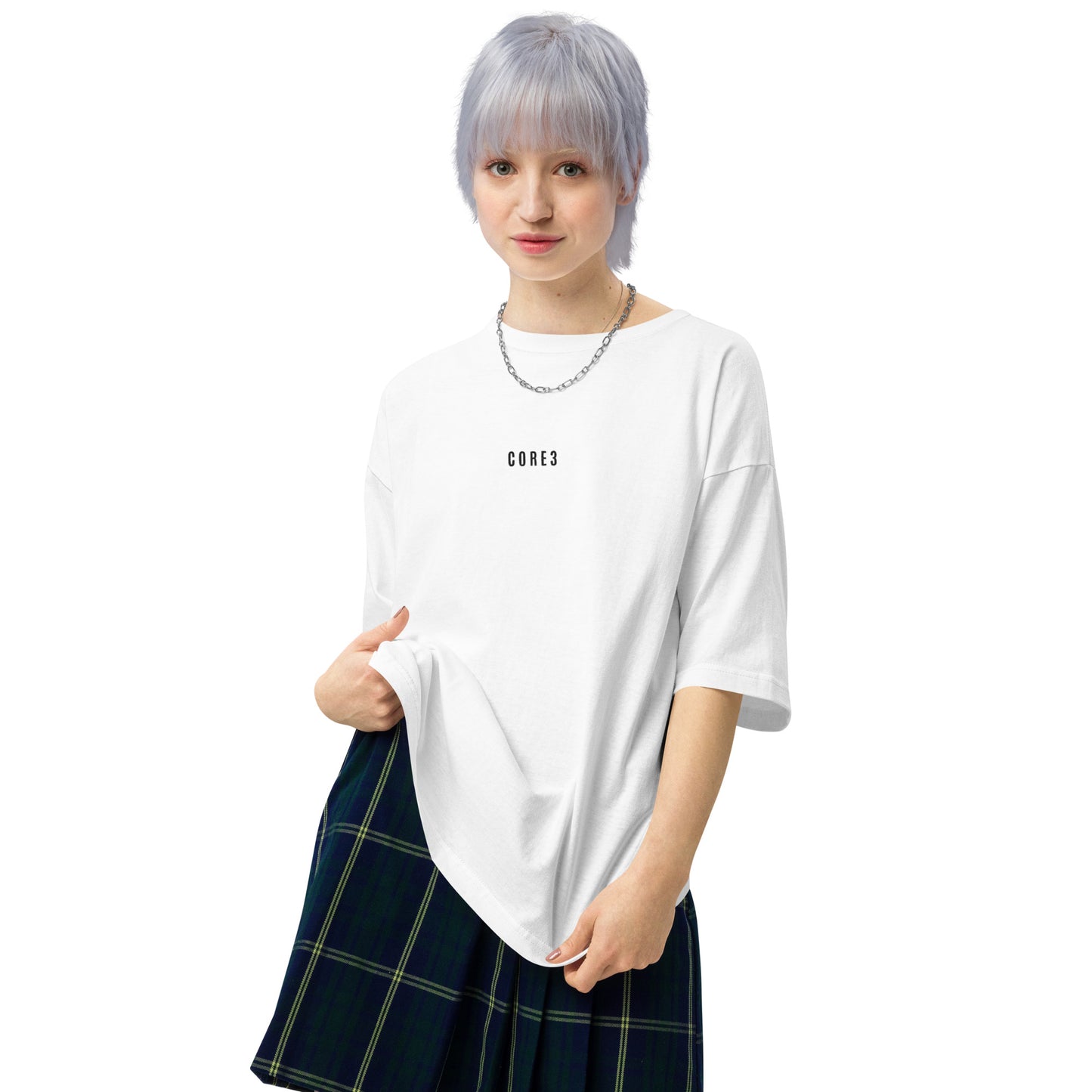 CORE3 ユニセックス ビッグシルエット Tシャツ ホワイト