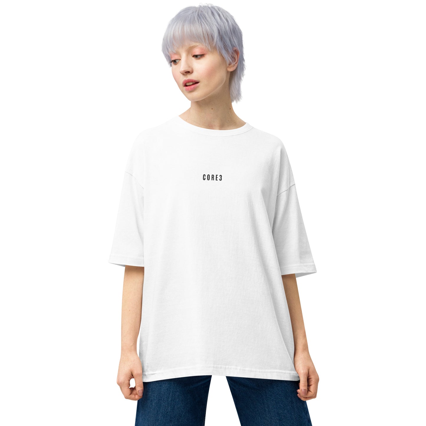 CORE3 ユニセックス ビッグシルエット Tシャツ ホワイト