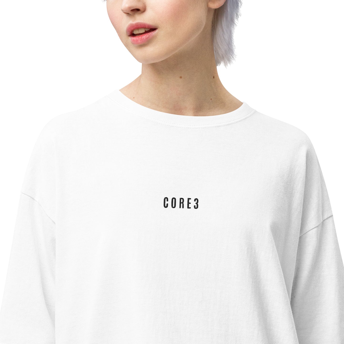 CORE3 ユニセックス ビッグシルエット Tシャツ ホワイト